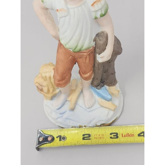 Timeless Vintage Sculpure Ceramic Bisque Victorian Boy Porcelain Figurine - Picture 10 of 11